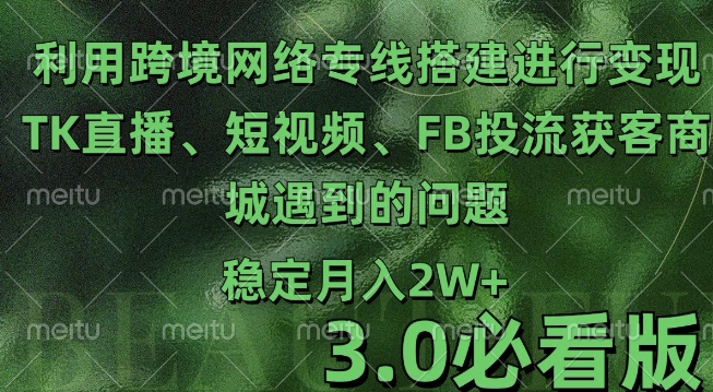 利用跨境电商网络及搭建TK直播、短视频、FB投流获客以及商城遇到的问题进行变现3.0必看版【揭秘】-翔云学社