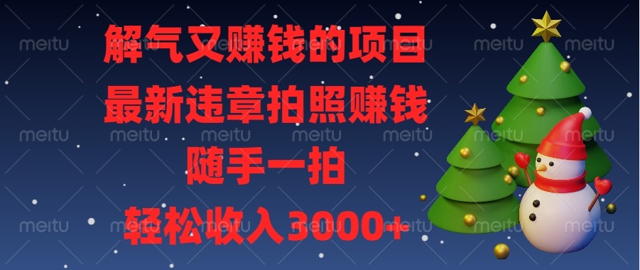 解气又赚钱的项目，最新违章拍照赚钱，随手一拍，轻松收入3000+-翔云学社