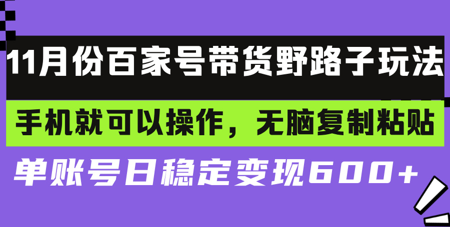 百家号带货野路子玩法 手机就可以操作，无脑复制粘贴 单账号日稳定变现…-翔云学社