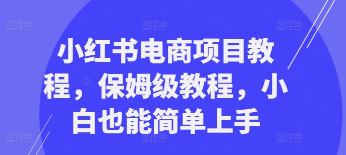 小红书电商项目教程，保姆级教程，小白也能简单上手-翔云学社