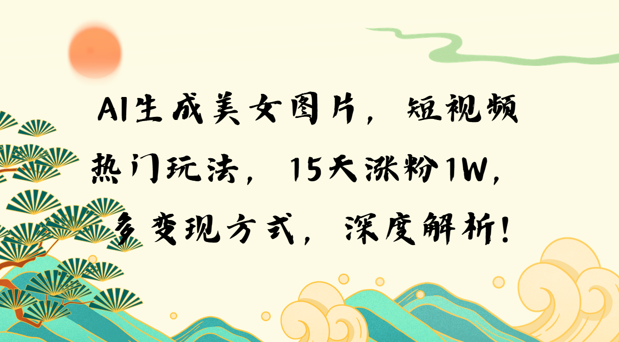 AI生成美女图片，短视频热门玩法，15天涨粉1W，多变现方式，深度解析!-翔云学社