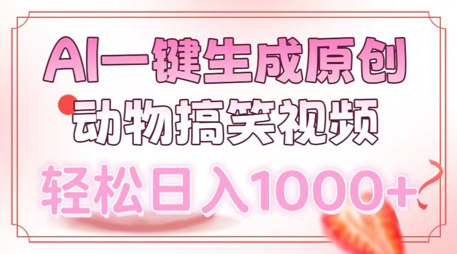 AI一键生成原创动物搞笑视频，轻松日入1000+-翔云学社