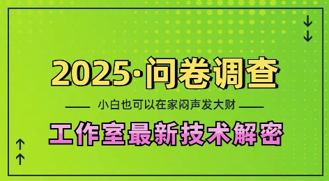 2025问卷调查最新工作室技术解密：一个人在家也可以闷声发大财，小白一天2张，可矩阵放大【揭秘】-翔云学社