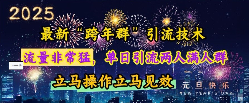 最新“跨年群”引流，流量非常猛，单日引流两人满人群，立马操作立马见效【揭秘】-翔云学社