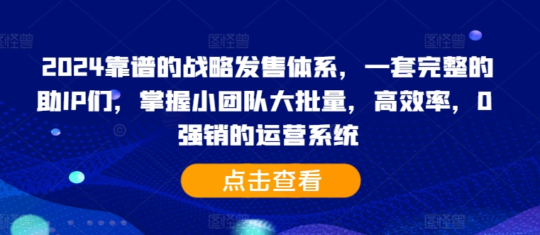 2024靠谱的战略发售体系，一套完整的助IP们，掌握小团队大批量，高效率，0 强销的运营系统-翔云学社