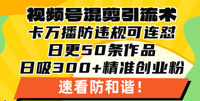 视频号混剪引流技术，500万播放引流17000创业粉，操作简单当天学会-翔云学社