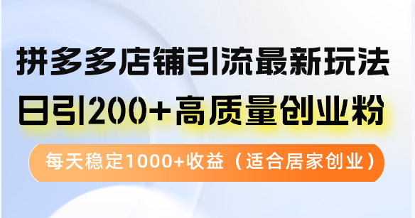 拼多多店铺引流最新玩法，日引200+高质量创业粉，每天稳定1000+收益(…-翔云学社