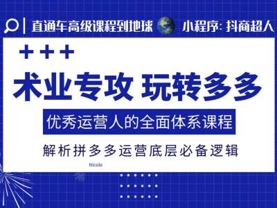 术业专攻玩转多多，优秀运营人的全面体系课程，解析拼多多运营底层必备逻辑-翔云学社