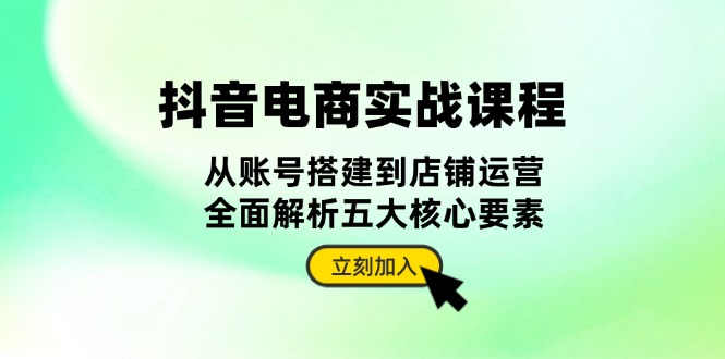 抖音 电商实战课程：从账号搭建到店铺运营，全面解析五大核心要素-翔云学社