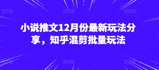 小说推文12月份最新玩法分享，知乎混剪批量玩法-翔云学社