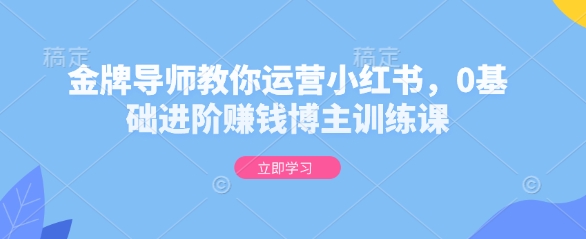 金牌导师教你运营小红书，0基础进阶赚钱博主训练课-翔云学社