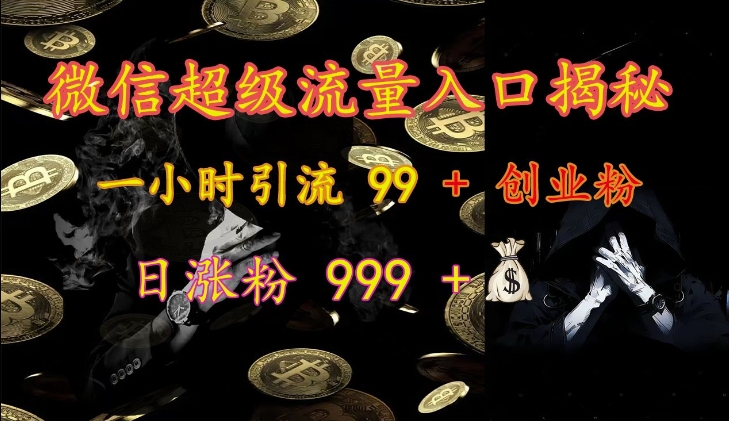 微信超级流量入口揭秘：一小时引流 99 + 创业粉，日涨粉 999 +-翔云学社