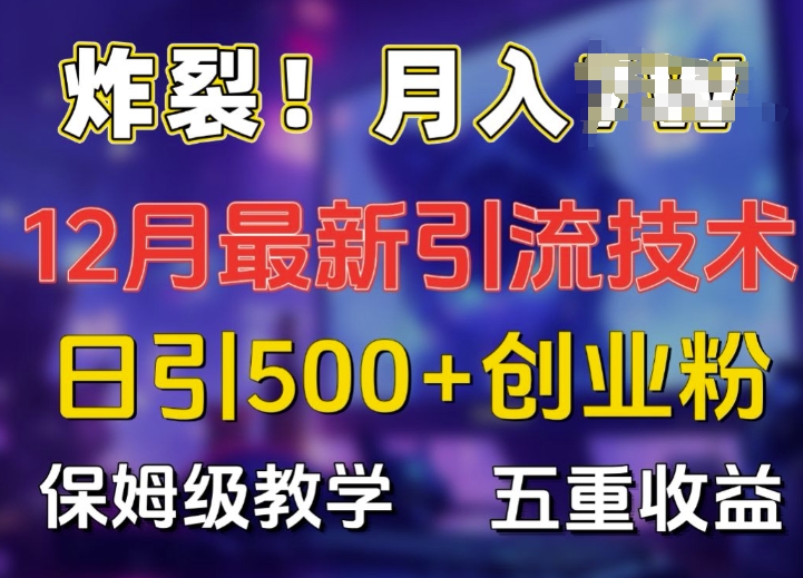 炸裂!揭秘12月最新日引流500+精准创业粉，多重收益保姆级教学-翔云学社