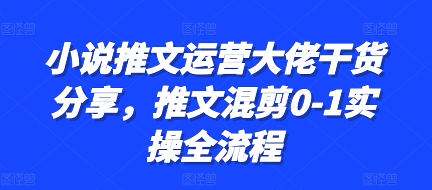 小说推文运营大佬干货分享，推文混剪0-1实操全流程-翔云学社