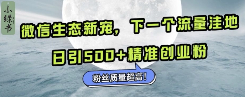 微信生态新宠小绿书：下一个流量洼地，日引500+精准创业粉，粉丝质量超高-翔云学社