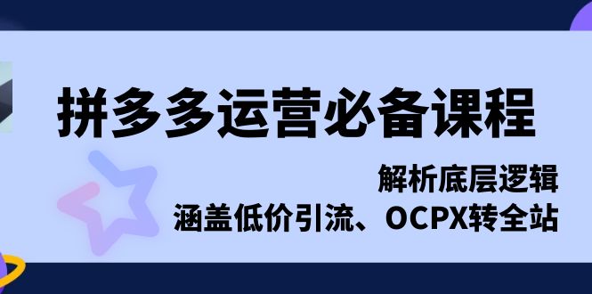 拼多多运营必备课程，解析底层逻辑，涵盖低价引流、OCPX转全站-翔云学社