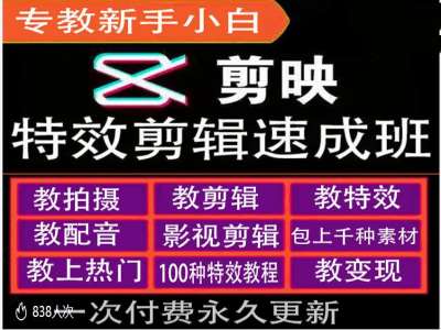 剪映特效教程和运营变现教程，特效剪辑速成班，专教新手小白-翔云学社