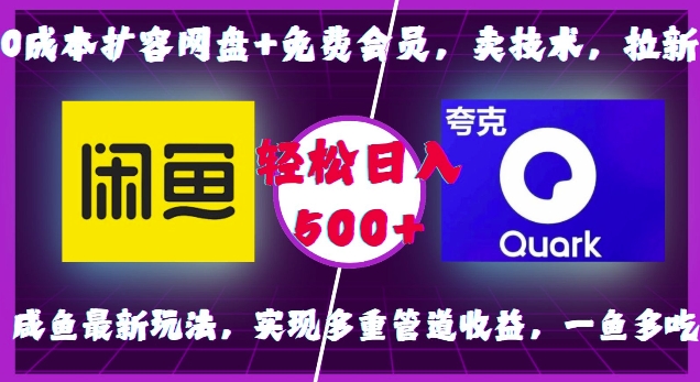 0成本扩容网盘+免费会员，卖技术，拉新，咸鱼最新玩法，实现多重管道收益，一鱼多吃，轻松日入500+-翔云学社