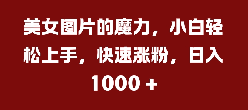 美女图片的魔力，小白轻松上手，快速涨粉，日入几张【揭秘】-翔云学社