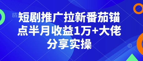 短剧推广拉新番茄锚点半月收益1万+大佬分享实操-翔云学社