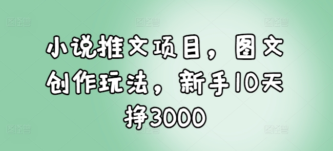 小说推文项目，图文创作玩法，新手10天挣3000-翔云学社