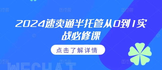 2024速卖通半托管从0到1实战必修课，掌握通投广告打法、熟悉速卖通半托管的政策细节-翔云学社