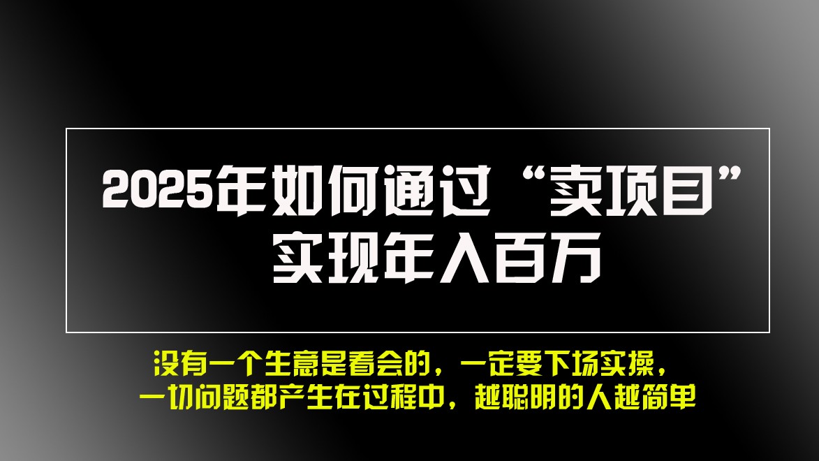 2025年如何通过“卖项目”实现年入百万-翔云学社